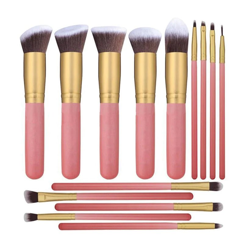 14pcs Wood Handle Makeup Brush Set - Bela - Rushnika