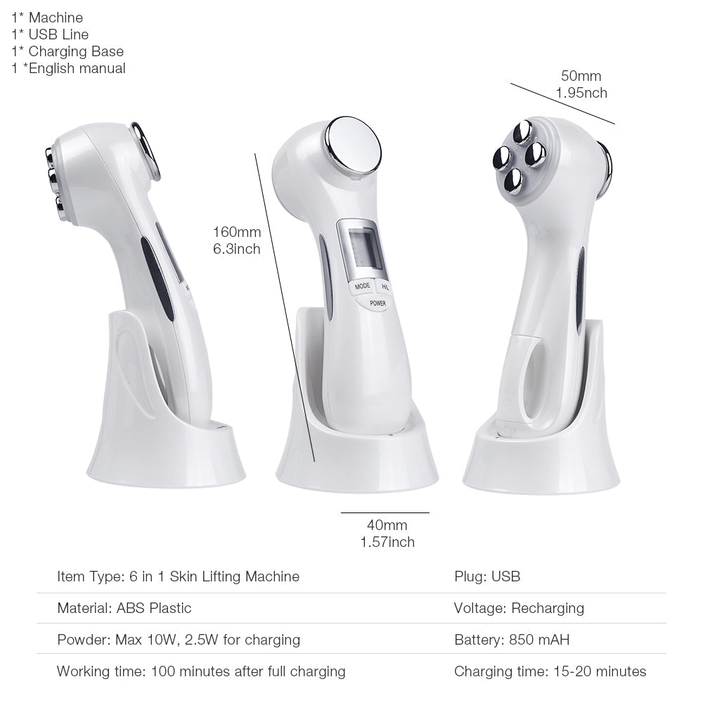 6 - in - 1 LED Skin Massage Beauty Device - Bela - Rushnika
