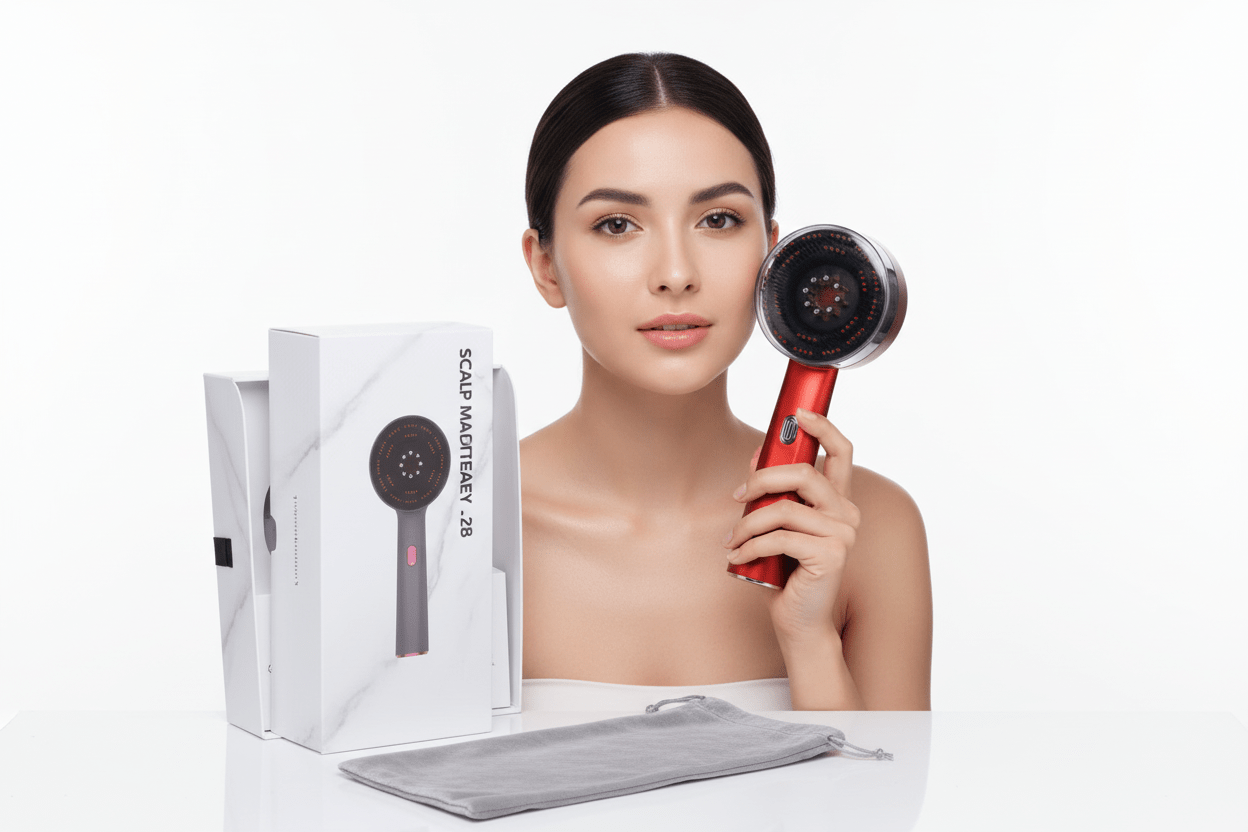 Hair Oiling Red Light Scalp Massager (One Set) - Bela - Rushnika