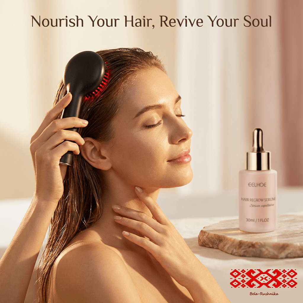 Hair Oiling Red Light Scalp Massager (One Set) - Bela - Rushnika