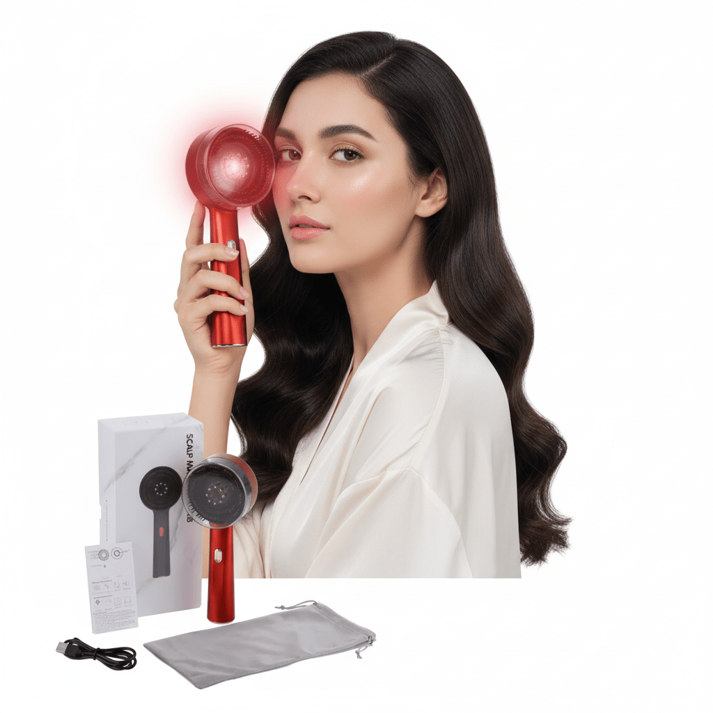 Hair Oiling Red Light Scalp Massager (One Set) - Bela - Rushnika