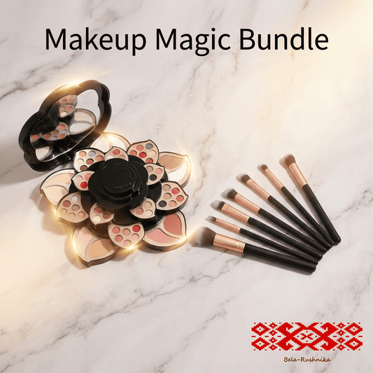 Multifunctional Makeup Full Set with Black Floral Palette - Bela - Rushnika