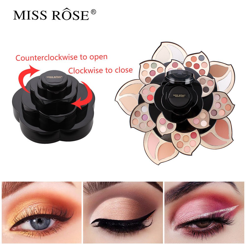 Multifunctional Makeup Full Set with Black Floral Palette - Bela - Rushnika