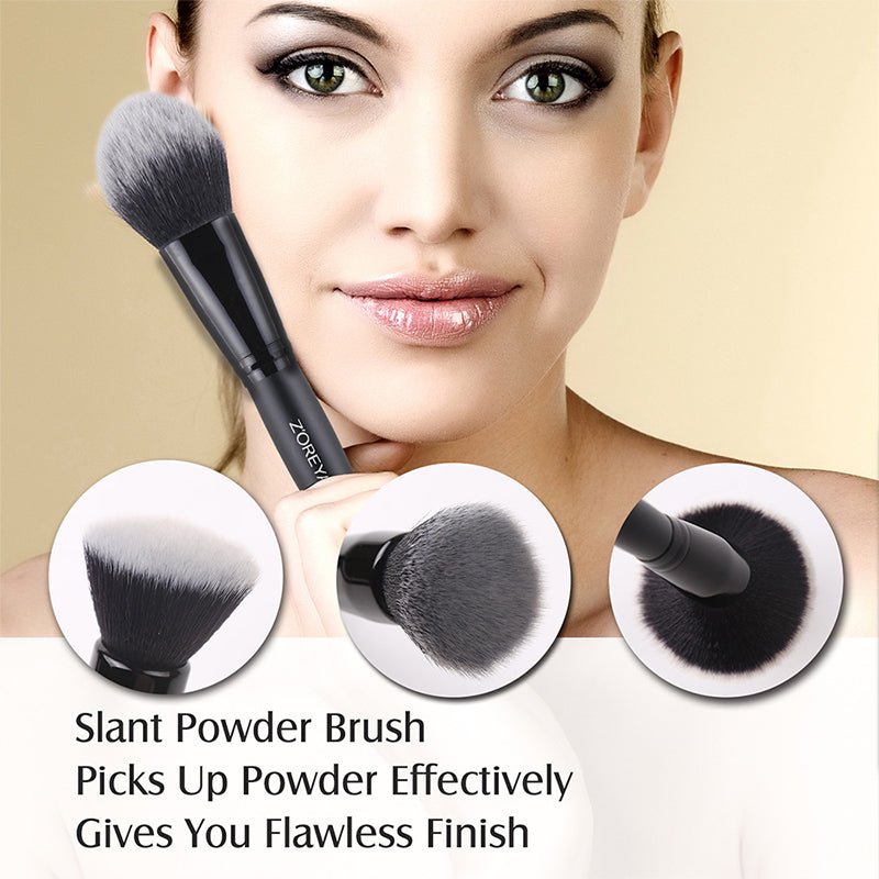 ZOREYA 15 - Piece Makeup Brush Set with Black Handles - Bela - Rushnika