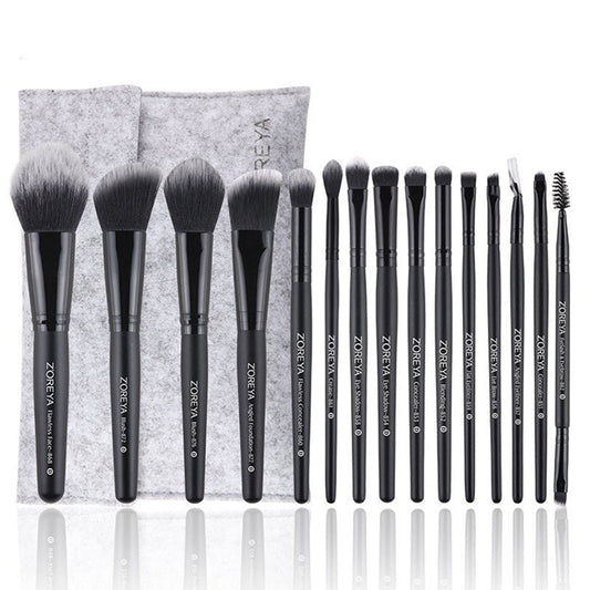 ZOREYA 15 - Piece Makeup Brush Set with Black Handles - Bela - Rushnika